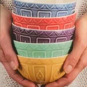 Trudeau Bowls 10 Piece Set Multicolor - Soup/Salad Porcelain Bowls, Light